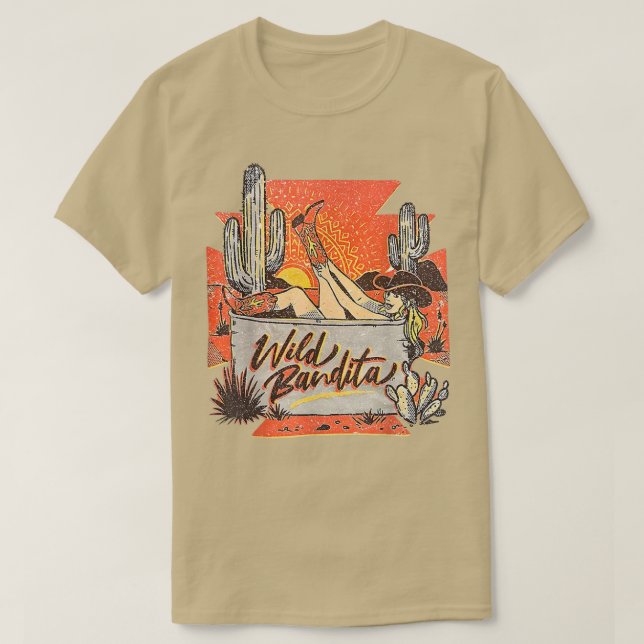 T-shirt Retro Desert Cactus Cowgirl Wild Bandita Western C (Design devant)