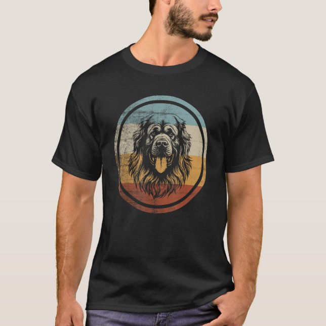 T-shirt Retro Design Leonberger Dog (Devant)