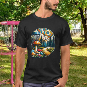 T-shirt Retro Disque Golf Psychedelic Ai Art