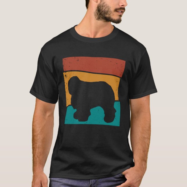 T-shirt Retro Dog Old English Sheepdog (Devant)