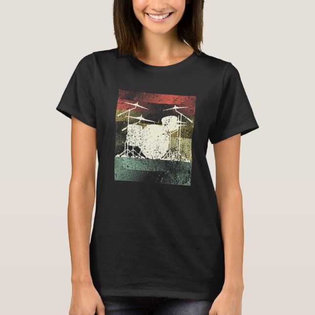 T-shirt Retro Drummer Design Drum Set Drum Kit Drumming Pr (Devant)