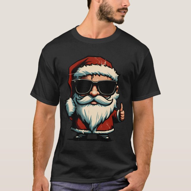 T-Shirt rétro du Père Noël branché (Devant)