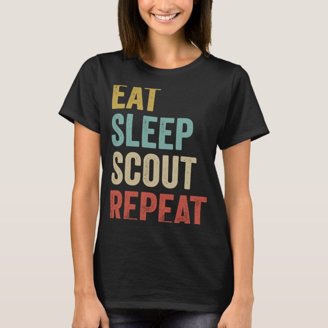 T-shirt Retro Eat Sleep Scout Boy Scouting Leader (Devant)