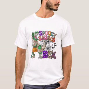 T-shirt Retro Éffrayant Saurus Rex Dinosaur Citrouille Hal