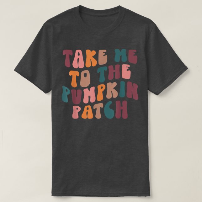 T-shirt Retro Emmenez-Moi Au Citrouille Patch Happy Fall P (Design devant)