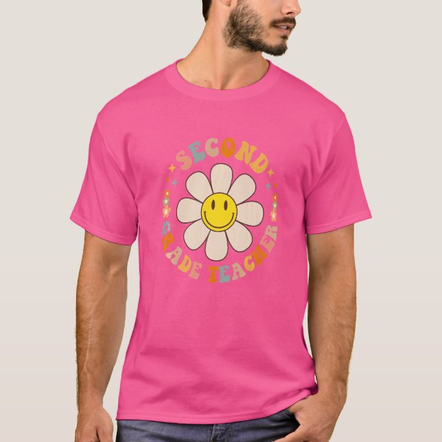 T-shirt Retro Enseignant de 2e année Daisy Coloré 2e année (Devant)