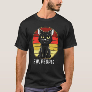 T-shirt Rétro Ew Personnes Chat Noir