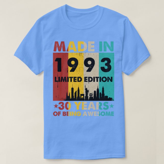 T-shirt Rétro Fabriqué En 1993 Edition Limitée 30 ans de B (Design devant)