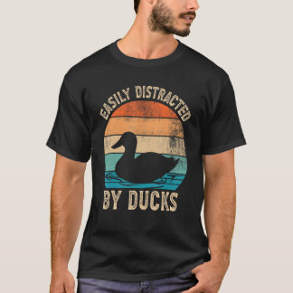 T-shirt Rétro facilement distrait par les canards Canard
