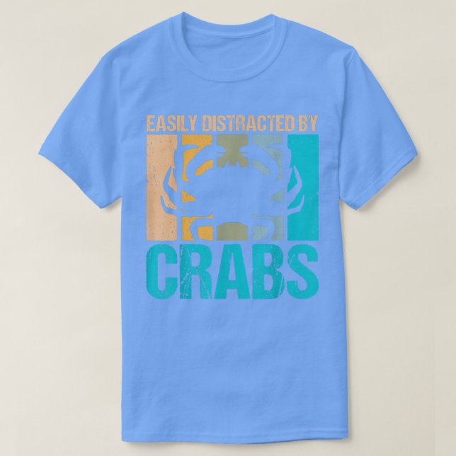 T-shirt Rétro Facilement distrait par les crabes conceptio (Design devant)