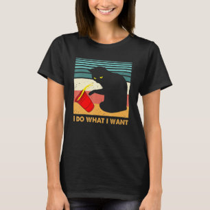 T-shirt Retro Faire Ce Que Je Veux Vintage Black Cat Red C