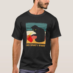 T-shirt Retro Faire Ce Que Je Veux Vintage Black Cat Red C