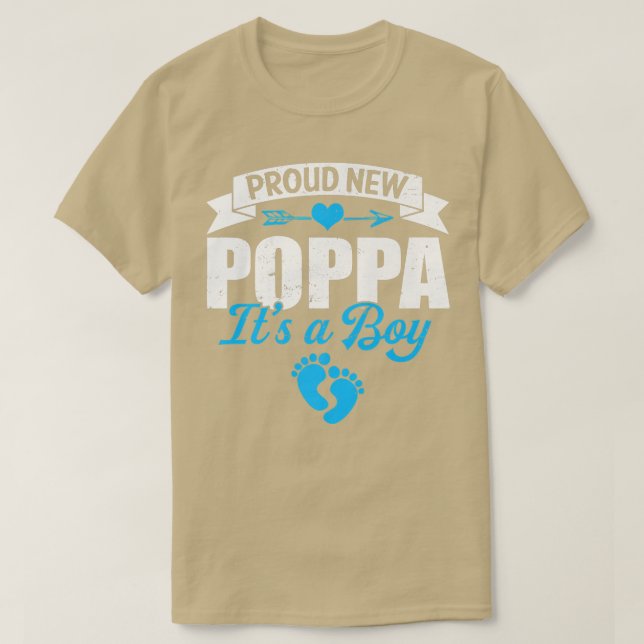 T-shirt Retro Famille Fière Nouveau Poppa C'est un garçon  (Design devant)