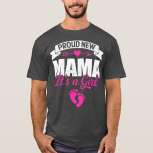 T-shirt Retro Famille Fière Nouvelle Maman C'est une fille