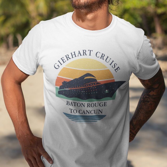 T-shirt Retro Famille Voyage de croisière Correspondance p (Custom Family Reunion Cruise Trip Mens White T-Shirt)