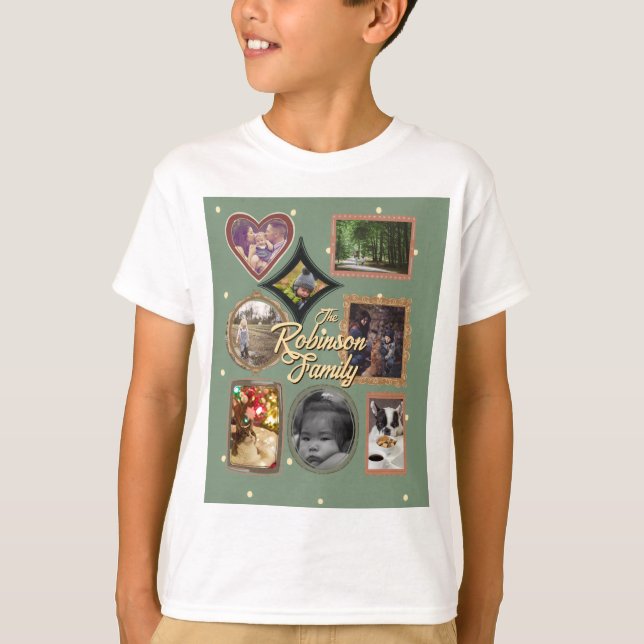 T-shirt Retro Family 8 Photo Collage CUSTOM (Devant)