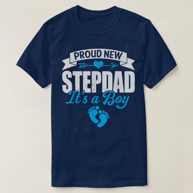 T-shirt Retro Family Proud New Stepdad It's A Boy Gender R (Design devant)
