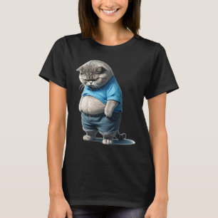 T-shirt Rétro Fat Kitten Tee Drôle Chat Fats Lolling