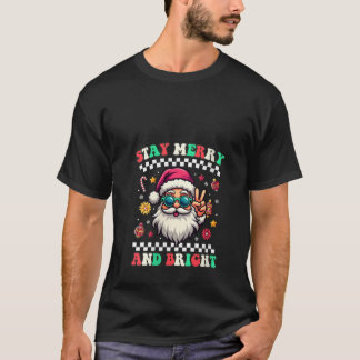T-shirt Rétro Femmes Restez Joyeux Et Super Noire