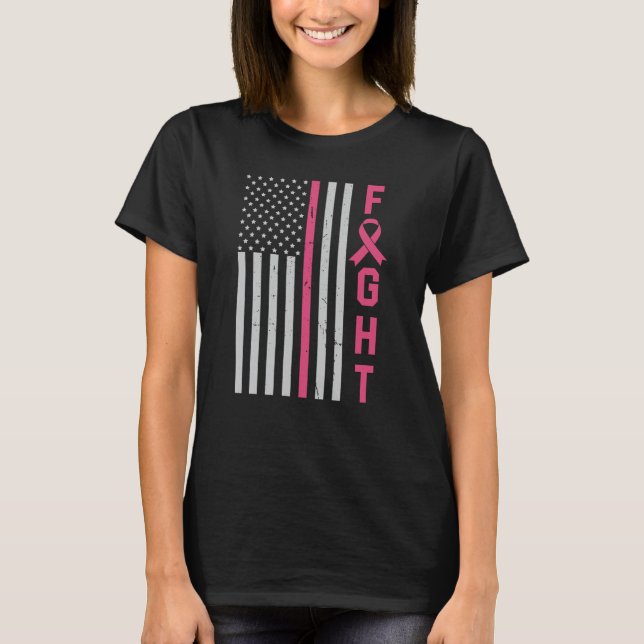 T-shirt Retro Fight American Flag Sensibilisation au cance (Devant)