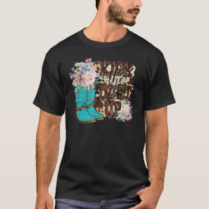 T-shirt Retro Floral Cowgirl Boot Kick Up Western