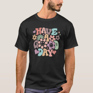 T-shirt Retro Floral Ont Une Bonne Journée De Vibes Positi