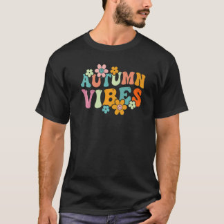 T-shirt Retro Floral Vibes Automne Saison Cosy Thanksg Aut