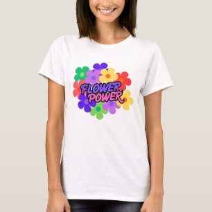 T-Shirt Rétro Flower Power 60s 70s Slogan Floral