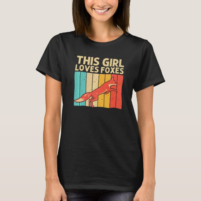 T-shirt Retro Fox For Girls Kids Women Wild Fox Animal (Devant)