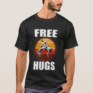 T-shirt Retro Free Hugs Lutter Judo Jiu Jitsu Funny