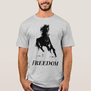 T-shirt Retro Freedom Black Grey Pop Art Runse Horse