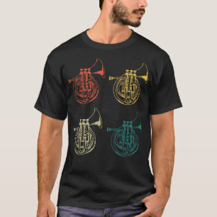 T-shirt Retro French Horn Instrument Cadeau Musique Vintag