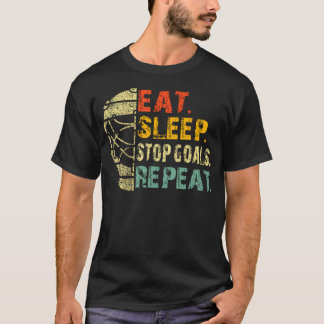 T-shirt Retro Funny Eat Sleep Stop Goals Repeat Ice Hockey