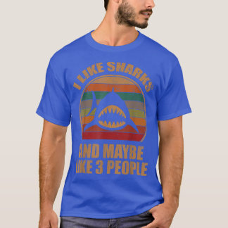 T-shirt Retro Funny Sharks Aime Les Requins Et Peut-Être 3
