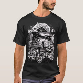 T-shirt Retro-Futuristic Mechanical Workshop