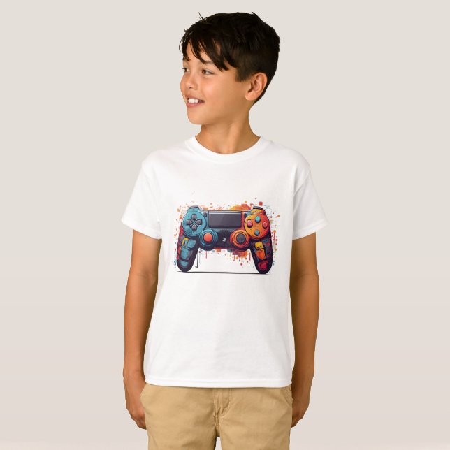 T-shirt Retro Gaming Splash Art Graphic Tee pour les joueu (Devant entier)