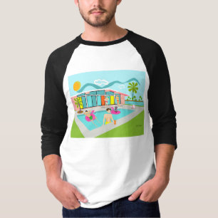 T-shirt Retro Gay Pink Flamant rose Pool Party