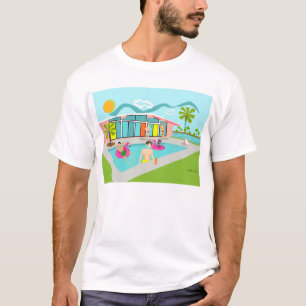 T-shirt Retro Gay Pink Flamant rose Pool Party