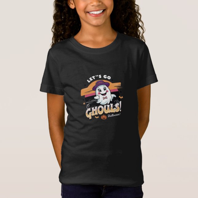 T-Shirt Retro Ghost Halloween Playful "Let’s Go Ghouls !" (Devant)