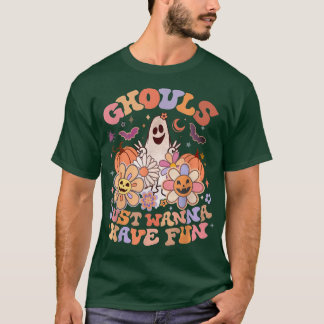 T-shirt Retro Ghouls veut juste s'amuser Super Ghost Cute