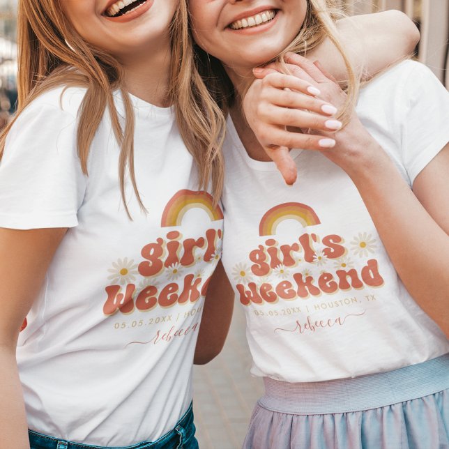T-shirt Retro Girl's Weekend Nom du lieu Bachelorette (Créateur téléchargé)