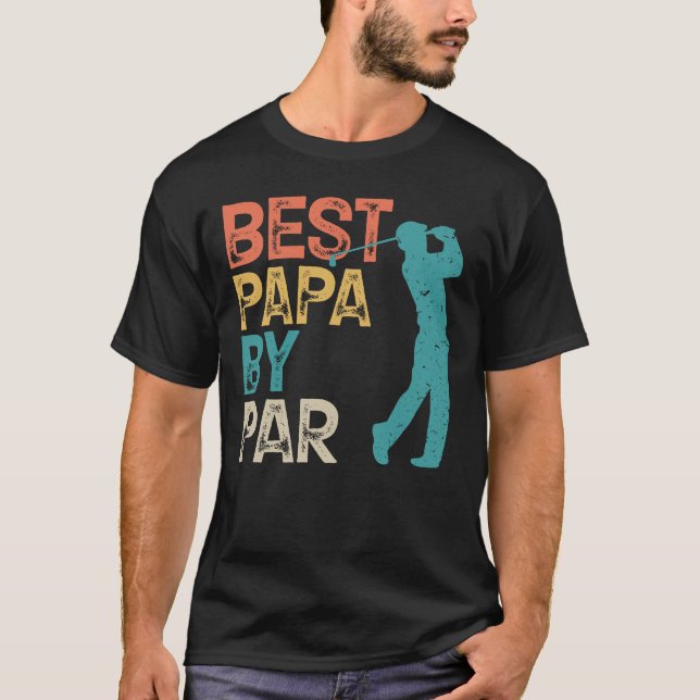 T-shirt Retro Golfer - Meilleur Papa Par Par (Devant)