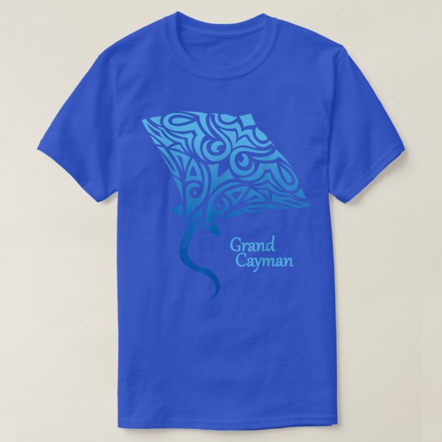 T-shirt Retro Grand Cayman Islands Tribal Stingray Sea Ray (Design devant)