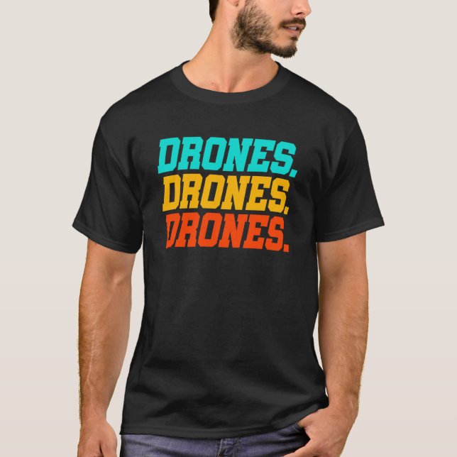 T-shirt Retro Graphic Drone Flying Quadcopter Pilot RC Dro (Devant)