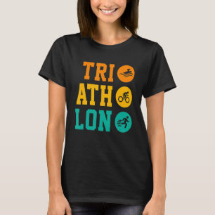 T-shirt Retro Graphic Run Bike Swim Triathlon S
