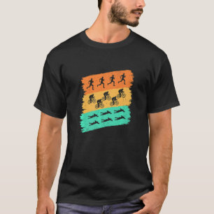 T-shirt Retro Graphic Run Bike Swim Triathlon S