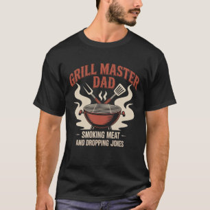 T-shirt Retro Grill Master Papa Emblem Funny BBBQ