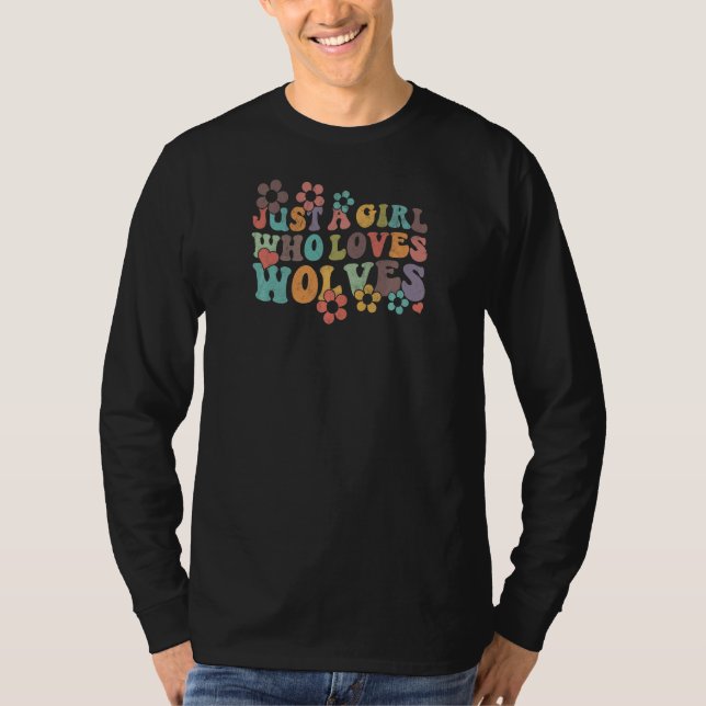 T-shirt Retro Groovy Boho Hippie Just A Girl Who Loves Wol (Devant)