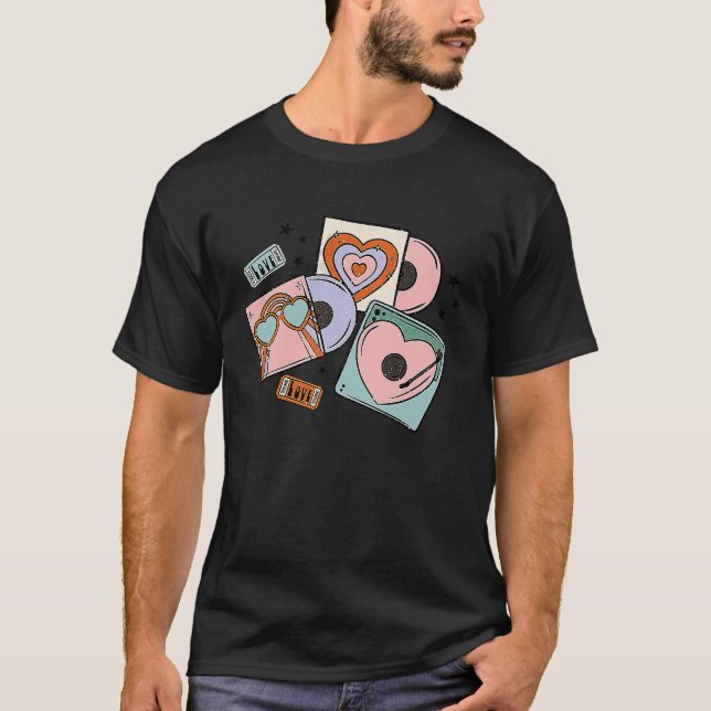 T-shirt Retro Groovy Boho Rainbow Valentines Day Cute Hear (Devant)