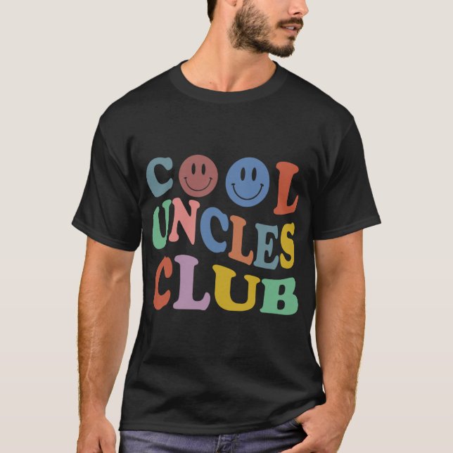 T-shirt Retro Groovy Cool Uncles Club Smile Face Funny New (Devant)